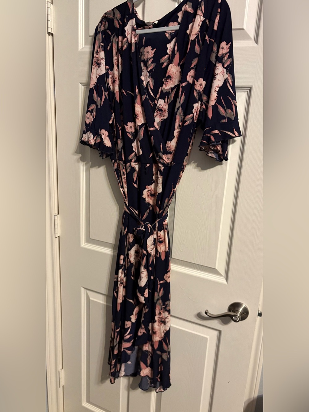 23- Cato Navy Maxi Dress with Pink Floral Print